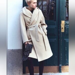 Zara Cream Hooded Wrap Coat/Jacket